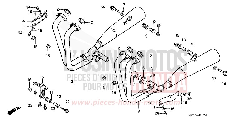 SILENCIEUX D'ECHAPPEMENT (CB750F2) de CB Seven Fifty NOIR (NH1) 1995